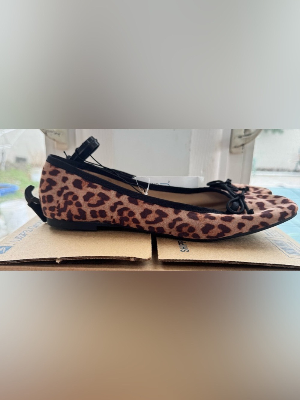 Time and Tru Women's Leopard Print Ballet Flats Size 9.5 NWT Memory Foam Bow - Picture 2 of 6